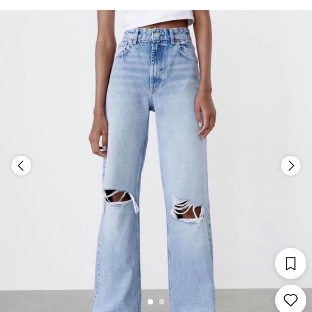 ZARA Classic Light Blue Distressed Women Jeans